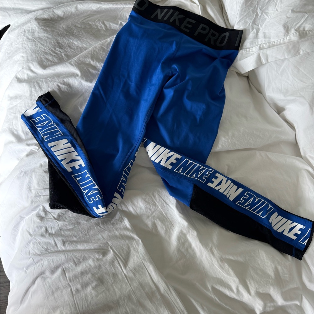 Nike Pro Blue and Black Athletic Leggings